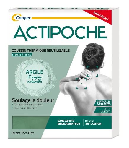 Actipoche Argile Coussin Thermique Cervicales & Trapèzes 15x41cm